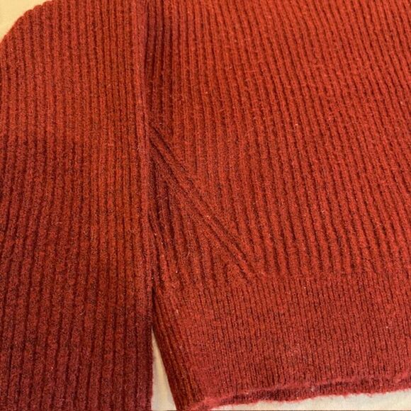 Elodie Ribbed Knit Cropped Sweater Burgundy Marled Crew Neck Soft Size Small - Picture 5 of 8
